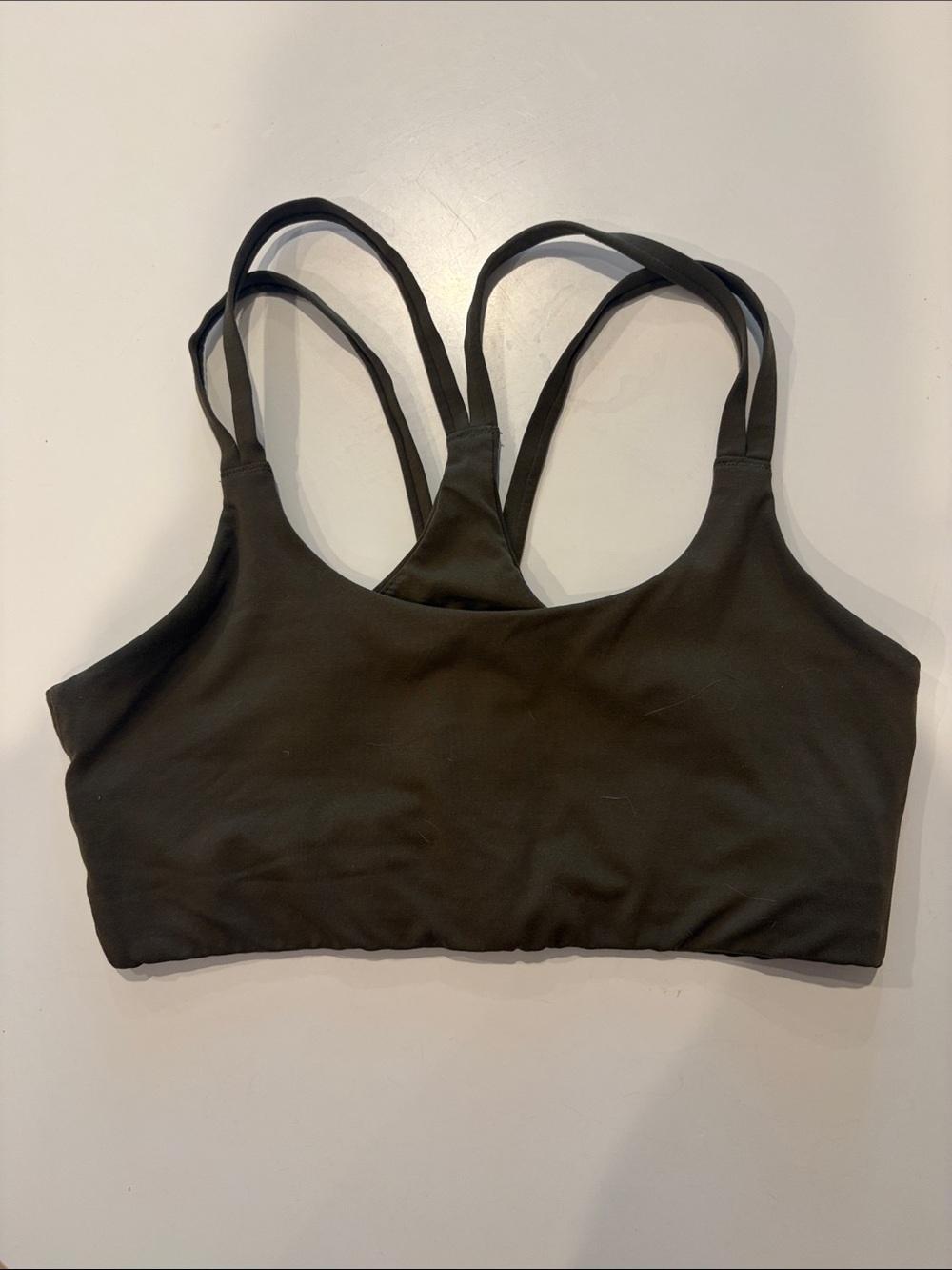 Fabletics Dark Green Strappy Racerback Sports Bra